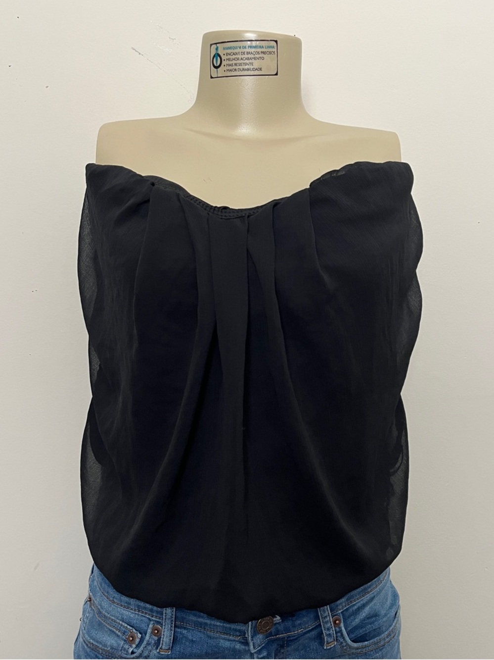 Arden B Black Draped Strapless Camisole Top